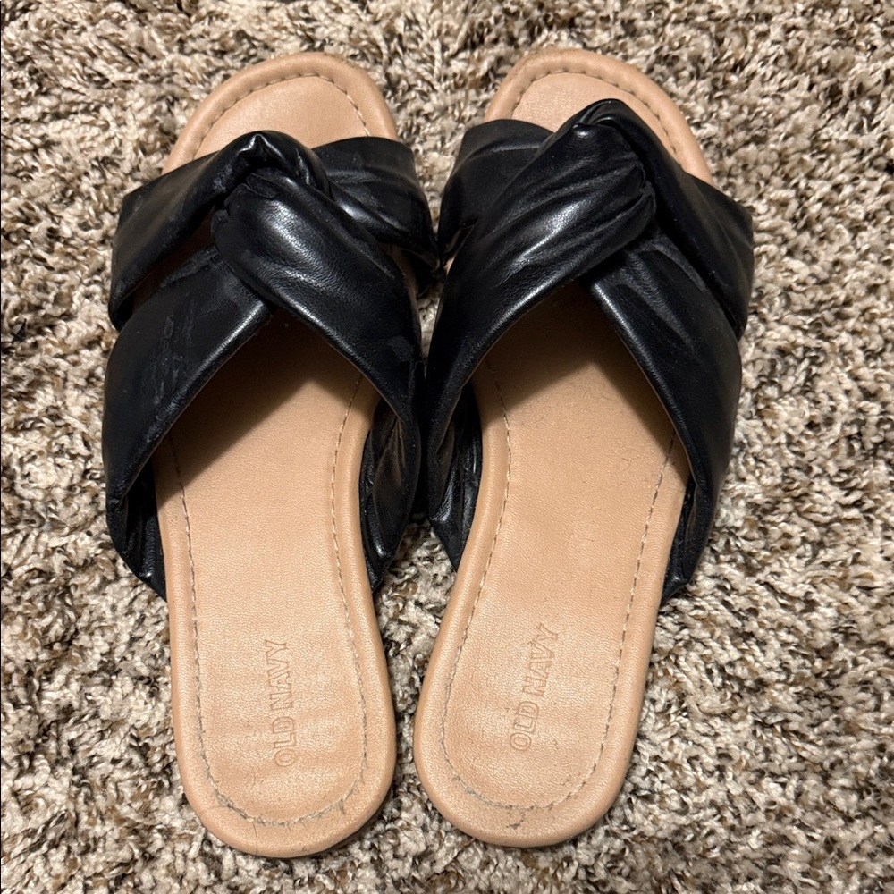 Old Navy Black Women's Knotted Slide Sandals